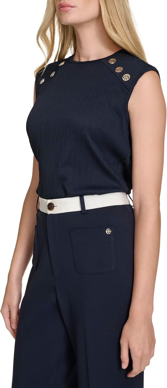 Tommy Hilfiger Womens Sleeveless Button Top - Image 4