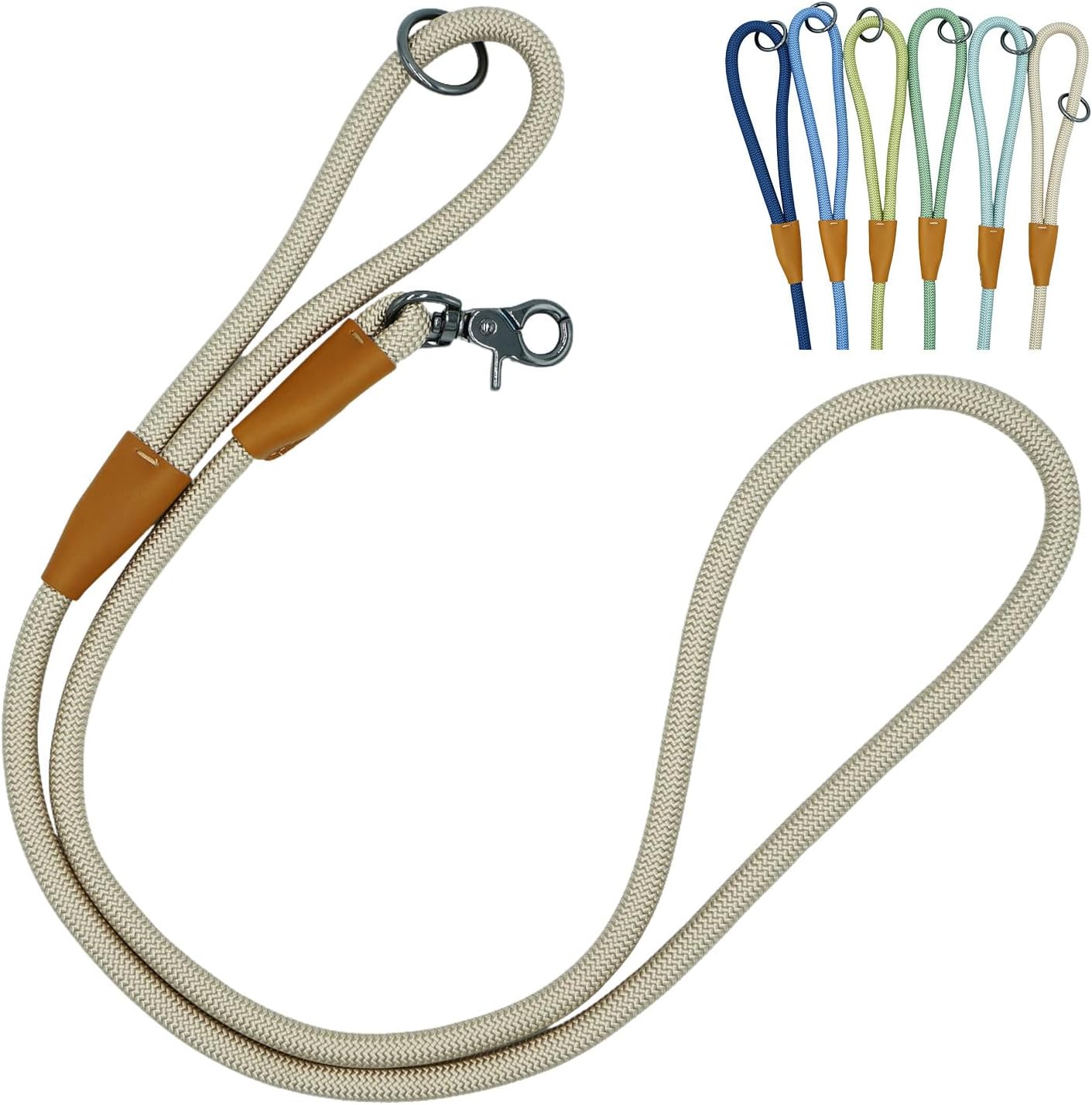 5FT Nylon Rope Dog Leash, Short Leash for Training Small Medium Large Dogs (Beige, 5FTx10MM)