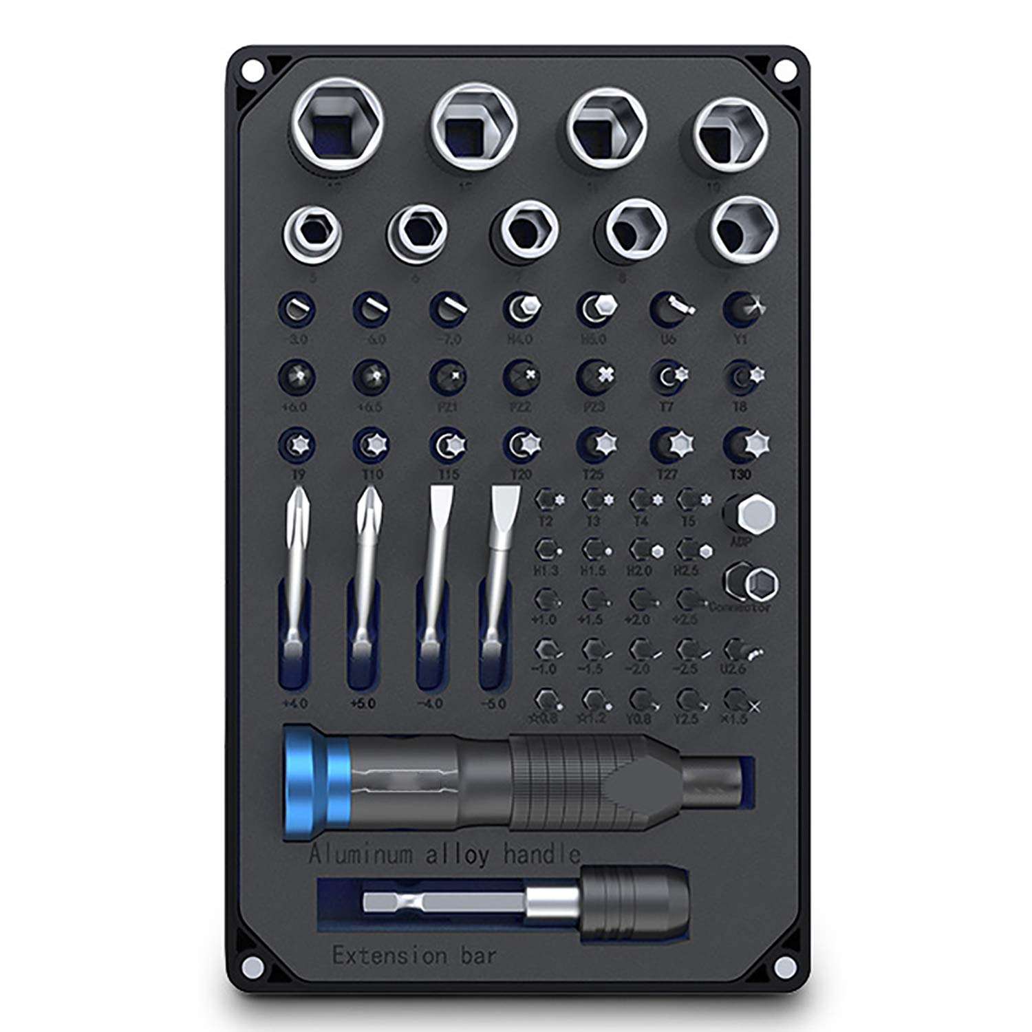 Multifunzione Set Cacciavite, 60 in 1 Set Cacciaviti di Precisione Elettricista Professionali Magnetici Kit Cacciaviti di Riparazione Portatile
