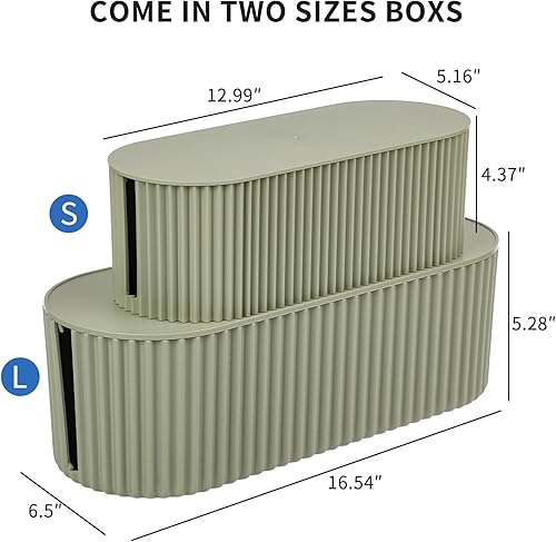 Miniatura 2 de FABROK Paquete de 2 cajas de organización de cables, caja organizadora de cables con 20 bridas para cables, almacenamiento de regleta de
