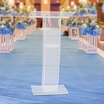 Acrylic Podium Stand Portable Presentation Podium with 23.62 in Reading Surface Platform, Clear Podium for School Lectern Conference Pulpit Lectern Desk for Churches, Restaurants