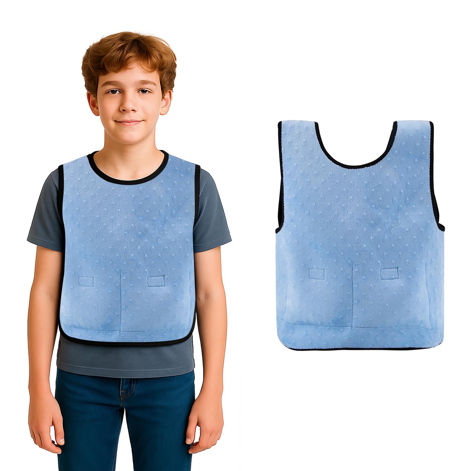 Weighted Vest for Kids with Sensory Needs,Weighted Adjustable Compression Vest-Deep Pressure for Children with Autism,ADHD,SPD Girls & Boys,Includes 3lbs Removable Weights (Blue, M (5-9years))