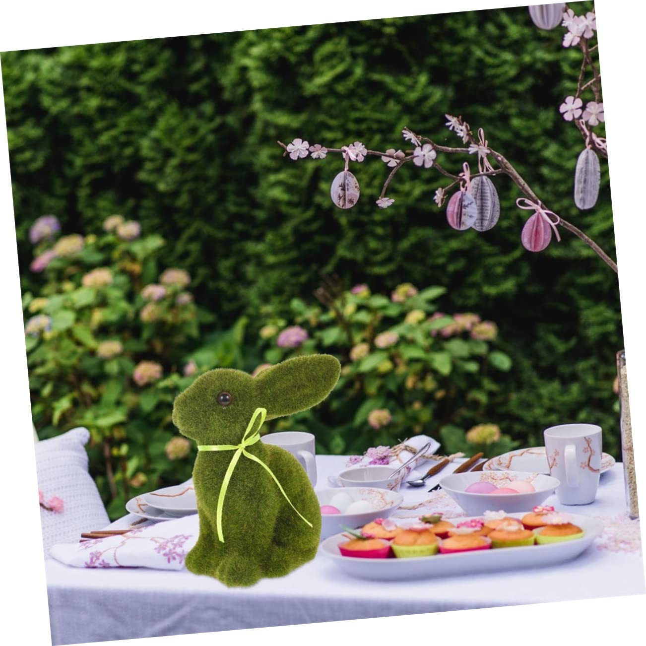 GANAZONO 4pezzi Coniglietti Decorativi Flocked Per Pasqua Statuette Realistiche Perfetti Per Decorazioni Da Tavolo Giardino e Casa Atmosfera Primaverile e Festiva