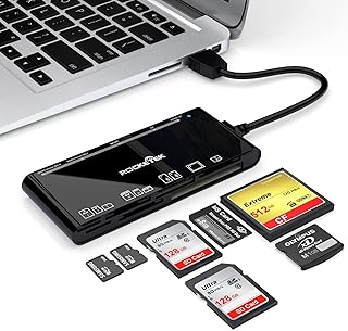 SD Card Reader 7 in 1 Multi USB3.0 Card Reader for SD/TF/CF/Micro SD/XD/MS Memory Card Reader/Writer/Hub for SD SDXC SDHC CF CFI TF Micro SD Micro SDXC MS MMC XD UHS-I Card for Windows/Mac OS/Chrome