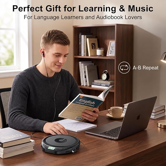 Gueray CD çalar taşınabilir kişisel CD çalarlar kulaklıklı LCD ekran anti-atlama koruması HiFi klasik CD Walkman müzik çalar bellek CD çalar araba ev için
