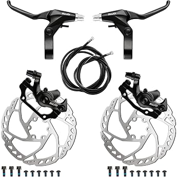 Bicycle Disc Brake Kit Front and Rear Aluminum Caliper Full Aluminum Alloy Bicycle Brake Lever 160mm Brake Disc Mechanical Tool-free Pad Adjuster for Road Bike