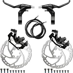 Bike Disc Brake Kit, Aluminum Front and Rear Caliper, Full Aluminum Alloy Bicycle Brake Lever, 160mm Rotor, Mechanic Tool-Free Pad Adjuster
