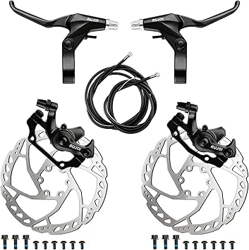 Bike Disc Brake Kit, Aluminum Front and Rear Caliper, Full Aluminum Alloy Bicycle Brake Lever, 160mm Rotor, Mechanic Tool-Free Pad Adjuster for Road Bike, Mountain Bike