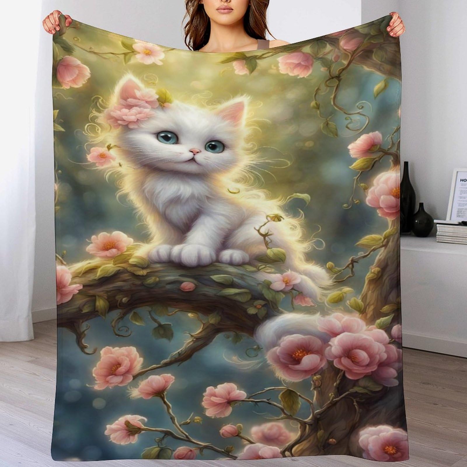Couverture chat en flannel polaire 140x180cm pour canapé