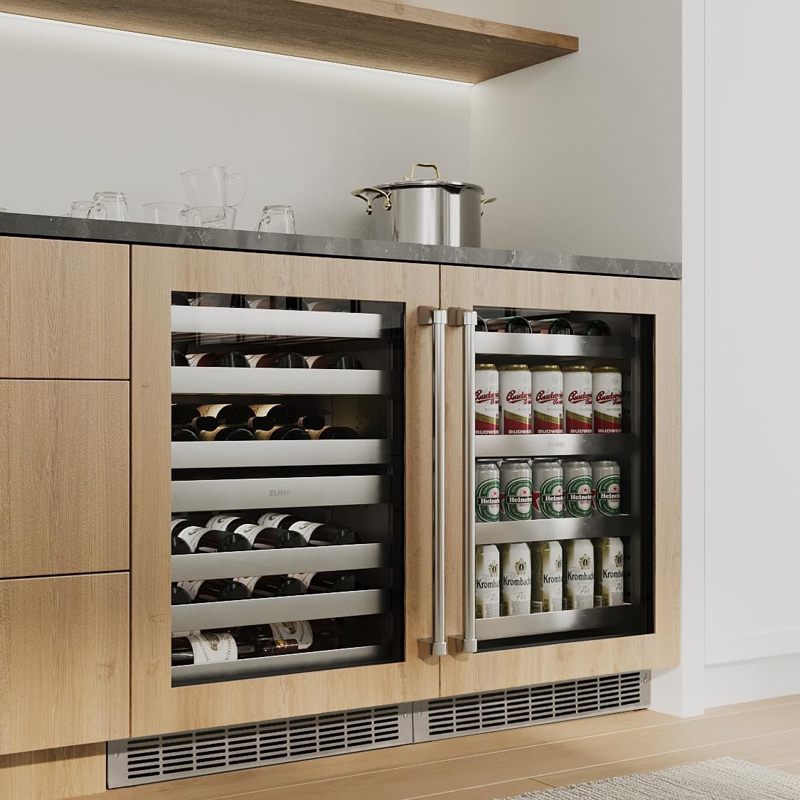 Z Line Kitchen and Bath ZLINE 24 in. Touchstone 151 Can Beverage Fridge With Panel Ready Glass Door (RBSPO-24)