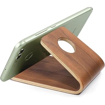 Mobile Phone Holder Table Stand Dock in Real Wood Dark Brown Tablet Stand Tablet Holder for Supporting Phone in the Office at Home Stylish Mobile Phone Stand Universal Hold