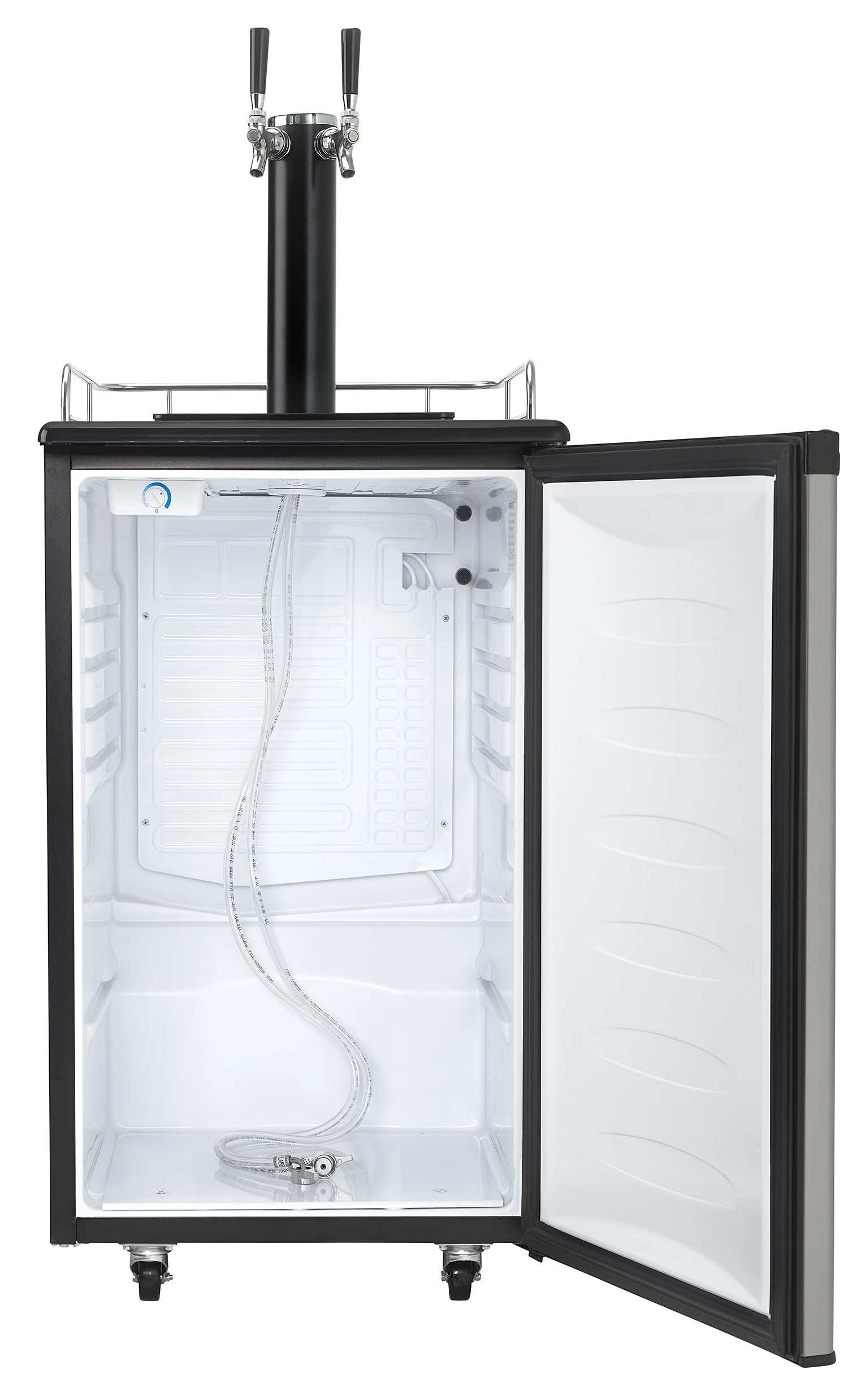 Danby DKC054A1BSL2DB 5.4 Cu.Ft. Double Tap Kegerator, Auto Defrost and Mechanical Thermostat, Keg Cooler with Scratch-Resistant Worktop and Reversible Door Hinge, Steel on Fridge.com