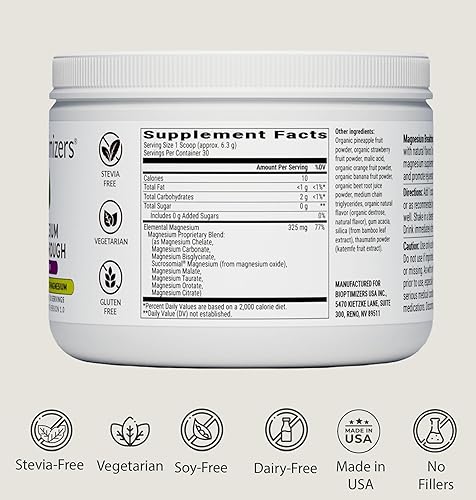Miniatura 9 de BIOptimizers Magnesio Breakthrough Drink - 8 formas de magnesio, electrolitos, salud del sueño, estrés, recuperación muscular, apoyo cardíaco