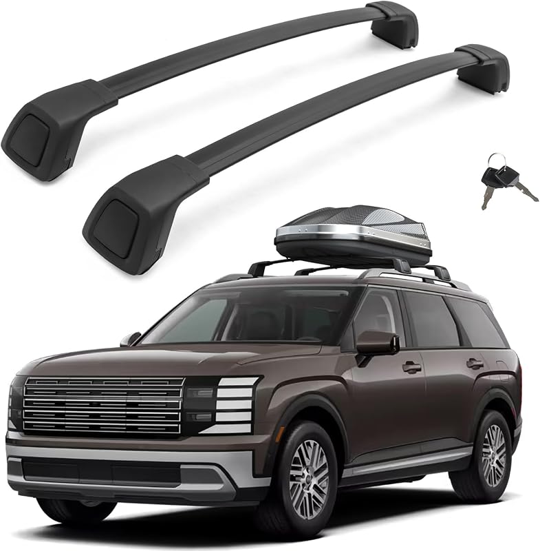Barras transversales para portaequipajes de techo con cerradura aptas para Hyundai Palisade 2026 | Barras transversales de aluminio, portaequipajes en el techo para equipaje, portabicicletas, kayaks, equipo de esquí, canoas, tablas de surf, cofre de techo, equipo de campamento