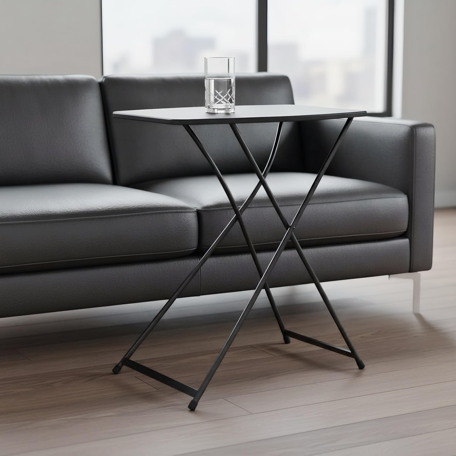 26 Inch Adjustable Height Personal Folding Table - Lightweight Portable Desk for Small Spaces, Dorm Room, TV Tray, Craft Table & Camping - Easy Fold Flat Storage, No Assembly Required, Black