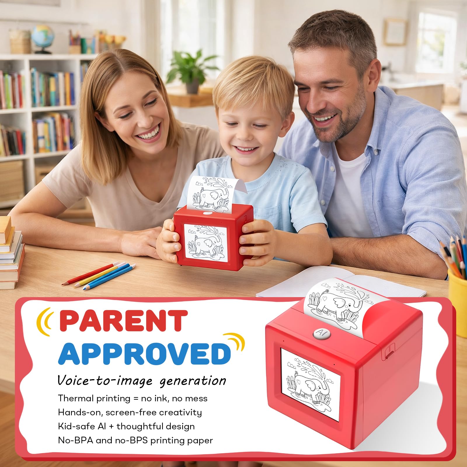 Stampante per adesivi Voice AI con generazione di immagini, mini macchina per la creazione di adesivi, portatile, stampante termica per adesivi senza inchiostro, per bambini, etichettatrice