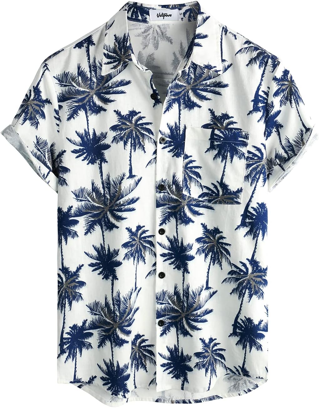VATPAVE Mens Hawaiian Floral Shirts Cotton Linen Casual Button Down Short Sleeve Beach Shirts