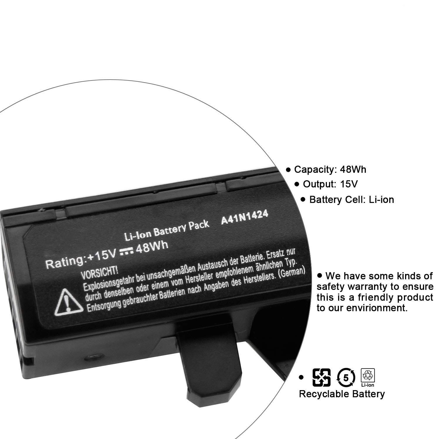 Batteria Di Ricambio A41N1424 Per ASUS ROG GL552V, GL552JX, FX-PRO, FX-PLUS - 15V 48Wh, Ioni Di Litio