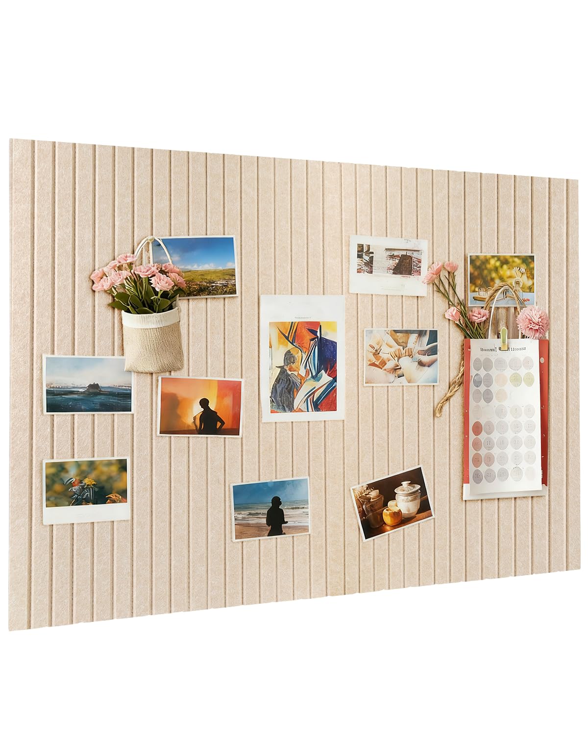 Koushine Large Felt Bulletin Board 0.35in Thicker, Cork Board with Safe Removable Nano Self-Adhesive Tabs, Wall Felt Board for Bedrooms, Living Rooms, Offices, Flower Shops (Camel, 120x90 cm)