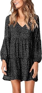 Womens Tunic Dress Long Sleeve V Neck Casual Loose Flowy Swing Shift Dresses