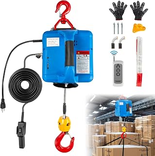IRONWALLS 3 in 1 Electric Hoist Winch 1100LBS, 1500W Portable Power Winch Crane 110V 120V, 25FT Lifting Height, Small Electric Winch with Manual Button, Wired & Wireless Remote Control for Garage