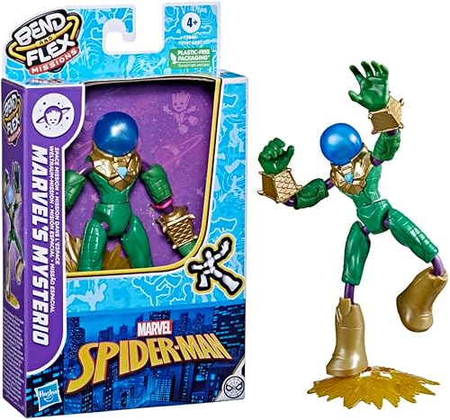 Miniatura 2 de Spider-Man Marvel Bend and Flex Missions Figura de acción de Misión Espacial Mysterio de Marvel, juguete flexible de 6 pulgadas para niños a partir