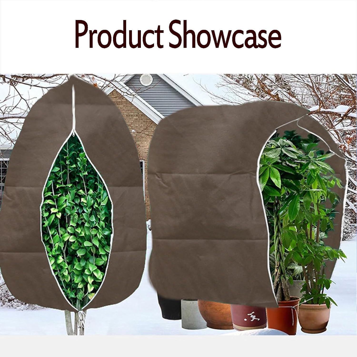 5-Piece Winter Plant Frost Protection Cover Set, Plant Frost Protection Cover, Cold-Resistant and Frost-Proof Cover with Zipper and Drawstring(Style 2,31x39in)