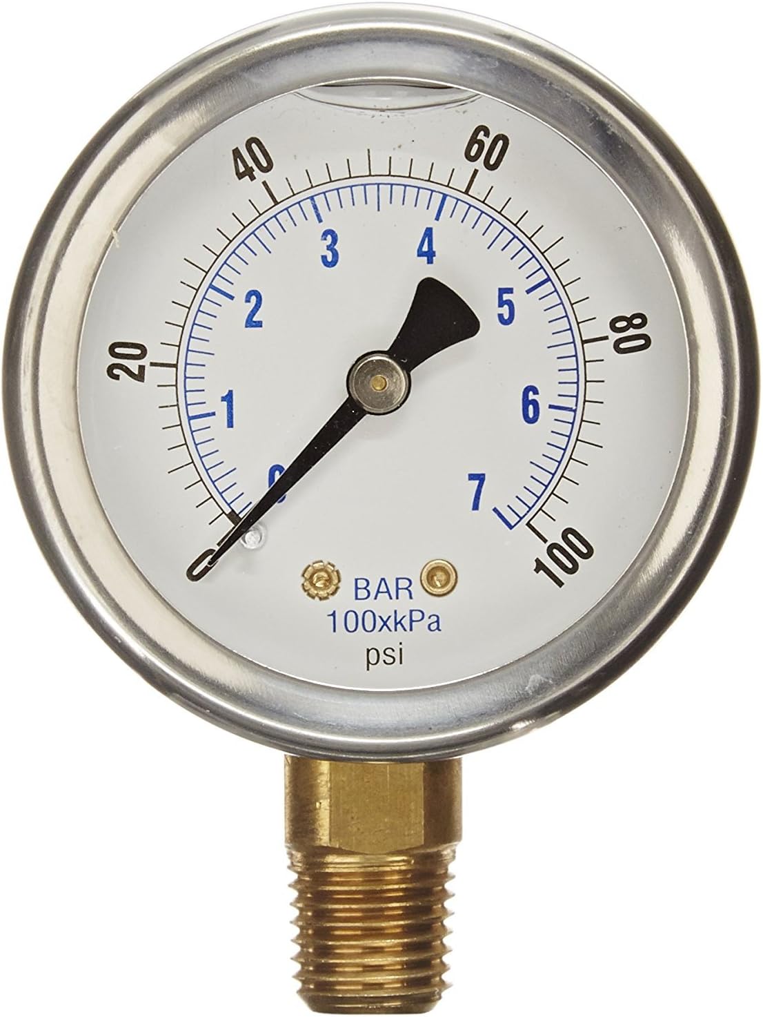 Herco Liquid Filled Hydraulic Pressure Gauge 0-100 PSI (NPT)
