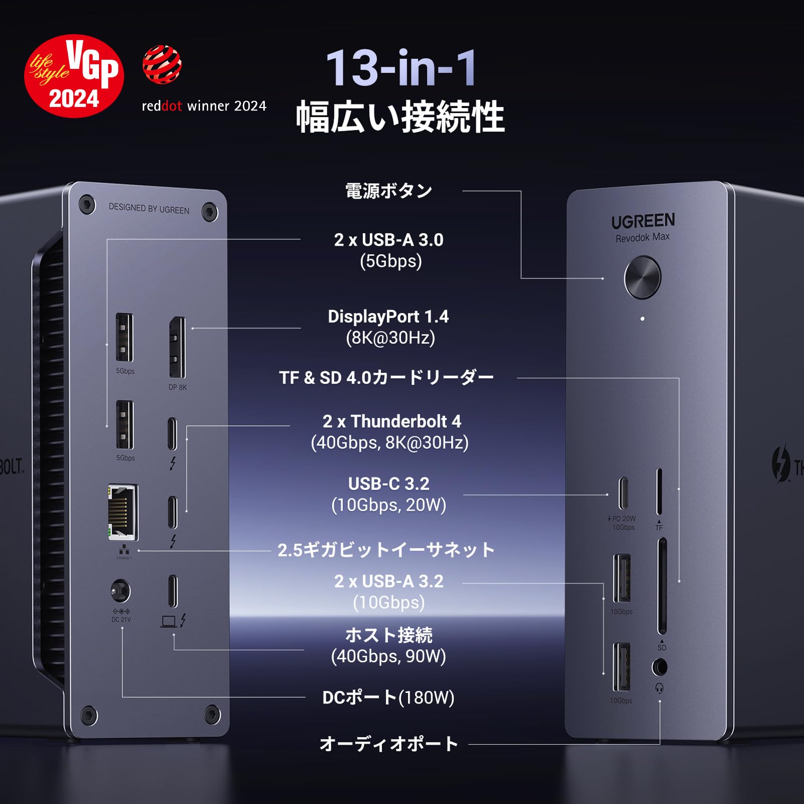 【訳あり】UGREEN Revodok Max 213 ドッキングステーション Amazon.co.jp: UGREEN Revodok Max 213 13-in-1 Thunderbolt 4