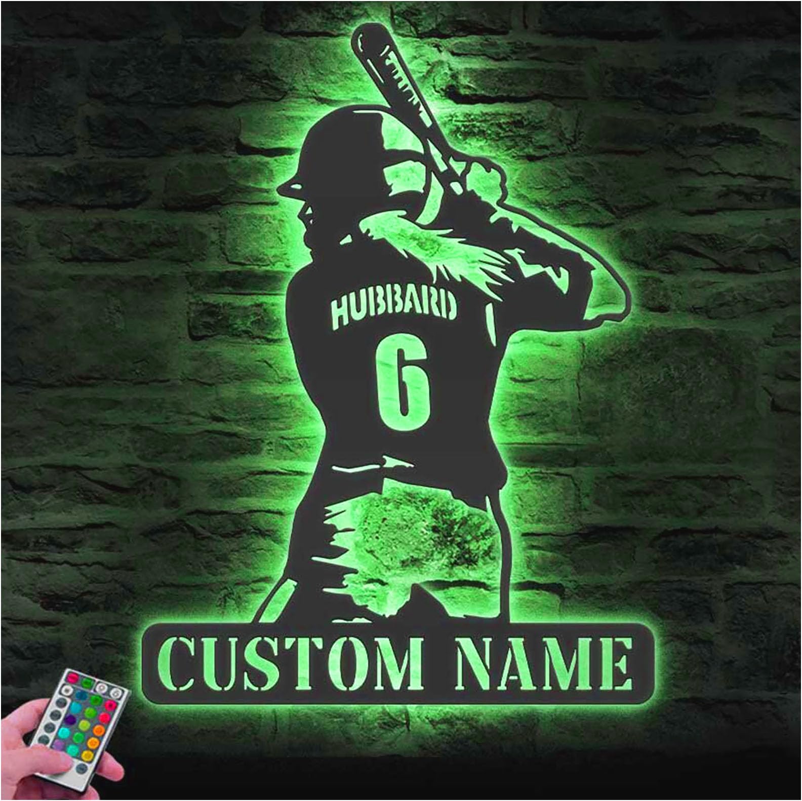 COOL MATE Custom Name Metal Sign, Custom Girl Baseball Metal Wall Art LED Light Personalized Female Softball Player Name Sign Home Decor Kid Nursery Decoration Birthday