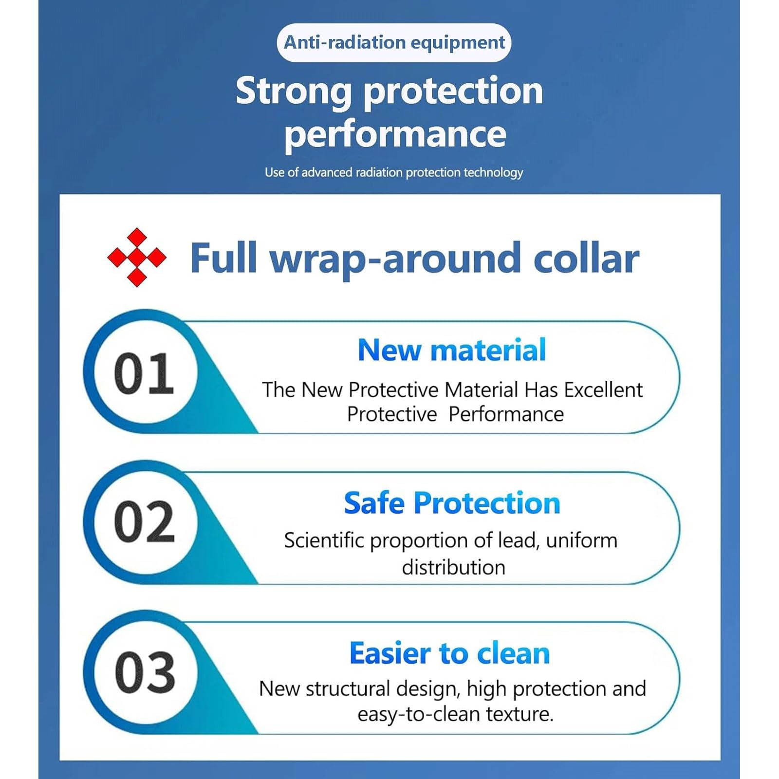 esmen Chaleco de Plomo Collar Equivalente a Plomo de 0,35/0,5 mmPb, diseño Autoadhesivo, Collar Envolvente de protección contra Rayos X, Collar Protector para Laboratorios hospitalarios