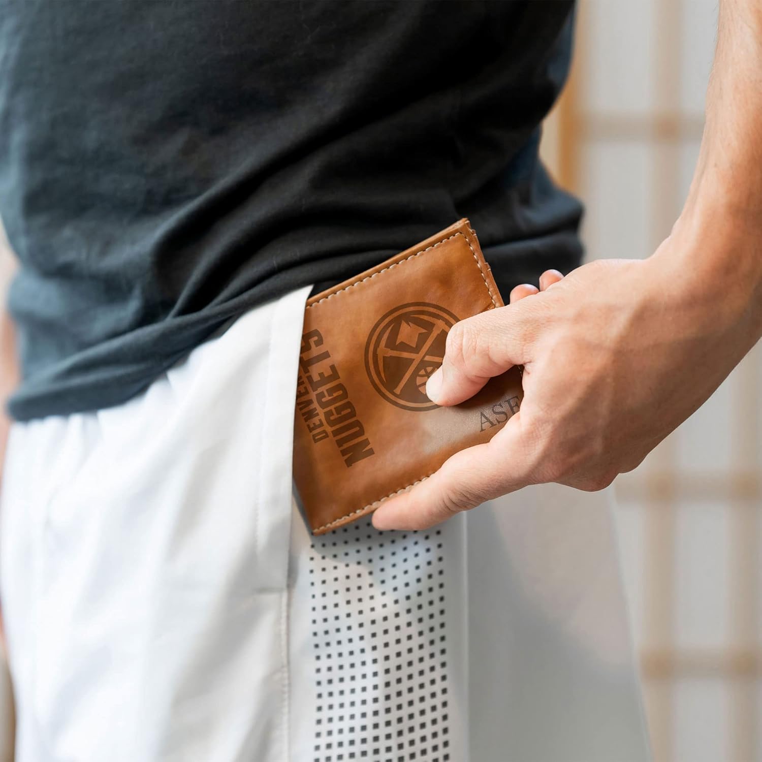 Rico Industries NBA Basketball Denver Nuggets Brown Personalized/Custom Laser Engraved Billfold Wallet - Slim/Light Weight - Great Gift