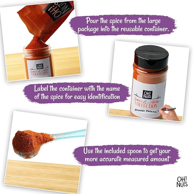 Pimentón Ahumado Español Oh! Nuts - 16 oz - Incluye Frasco y Cuchara miniatura 7