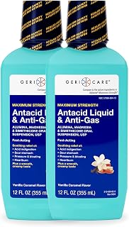Antacid Liquid & Anti-Gas Relief, Maximum Strength for Heartburn, Acid Reflux, Sour Stomach, Pressure & Bloating, Acid Indigestion, & Gas, Vanilla Caramel Flavor (2)