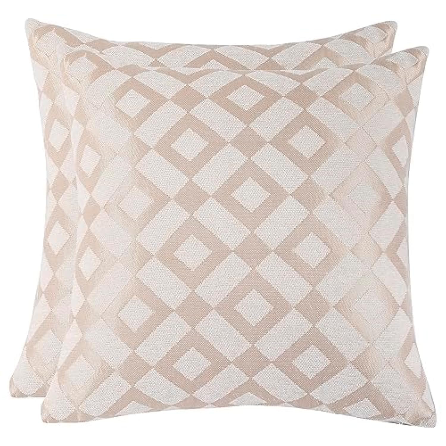 Tosleo Boho 45x45 CM Throw Pillow Covers Pack of 2 Beige Check Chenille Pillowcases Cushion Cover Handmade Decorative Throw Pillow Case for Couch Home Decoration