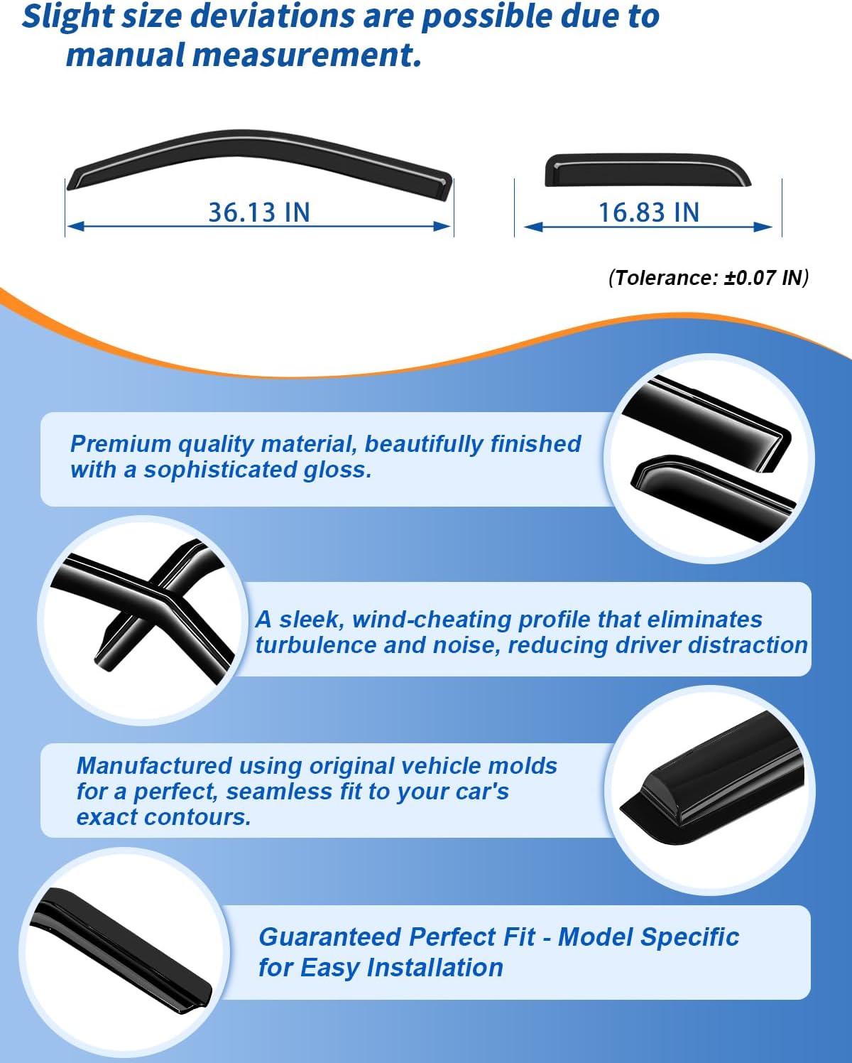 Window Rain Guards Fit for 2004-2014 Ford F150 Extended Cab/SuperCab,Tape-on Extra-Thick Rain Guard Window Deflectors Window Vent Visors Truck Vent Shades Exterior Car Accessories-4PCS