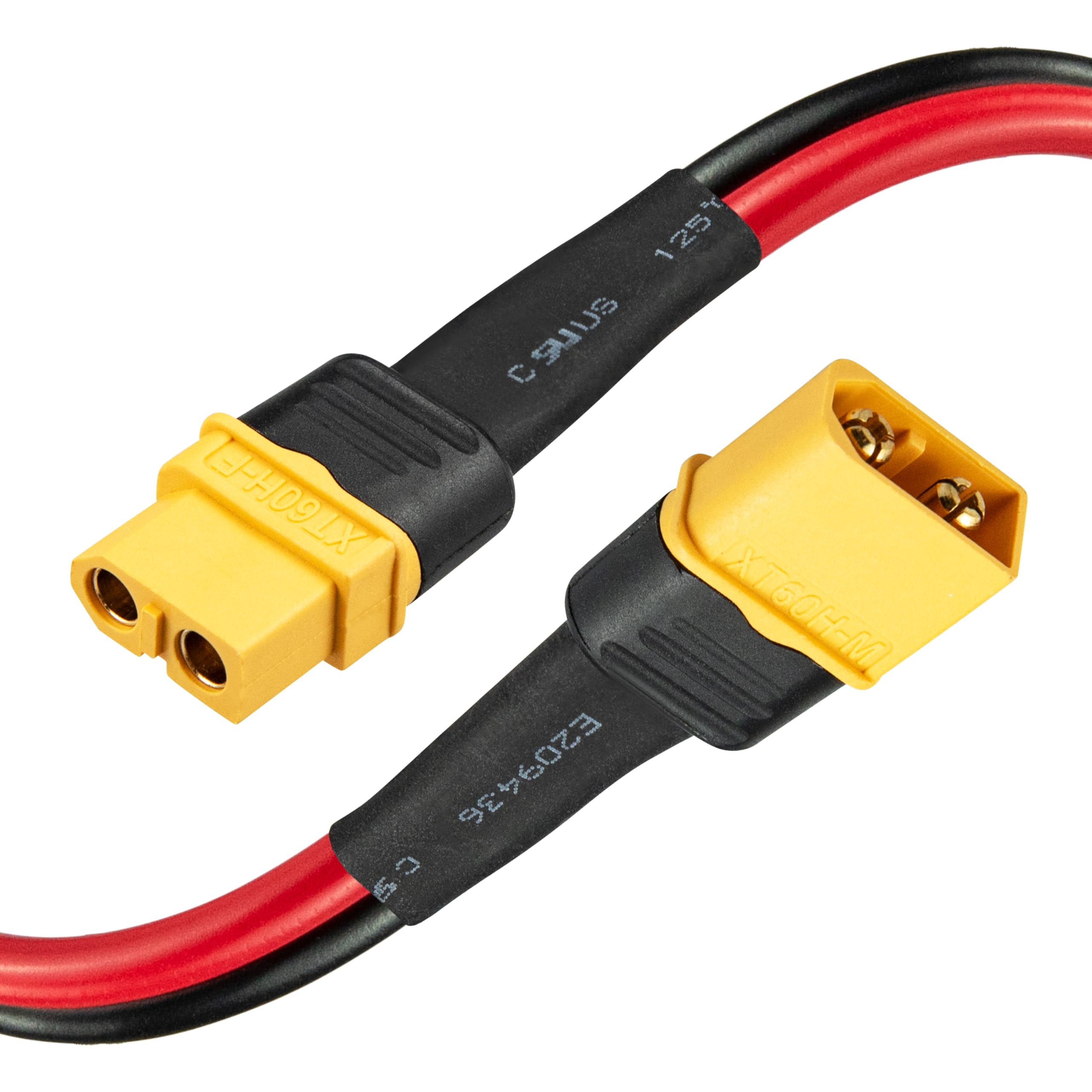 XT60 Parallel Connector Cable - 12AWG 60cm (2FT) Male to Female Jumper Wire, 40A High Current for RC Cars/Drones, Solar Panels, Portable Power Stations & LiPo Batteries