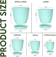 Vista 2 de Utopia Home - Macetas de Interior con Drenaje - Macetas de Flores de 7/6.6/6/5.3/4.8 Pulgadas para Plantas de Interior - Juego de 5 Macetas