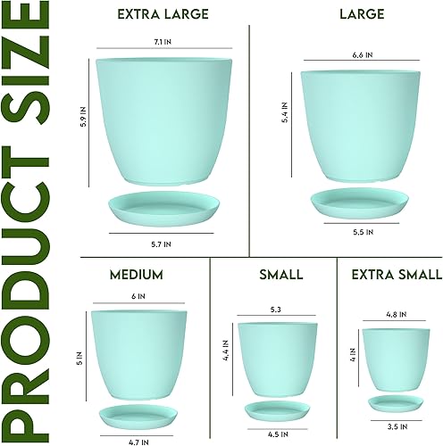Miniatura 2 de Utopia Home - Macetas con drenaje - Macetas de decoración del hogar de 76.665.34.8 pulgadas para maceta de interior - Paquete de 5 macetas de