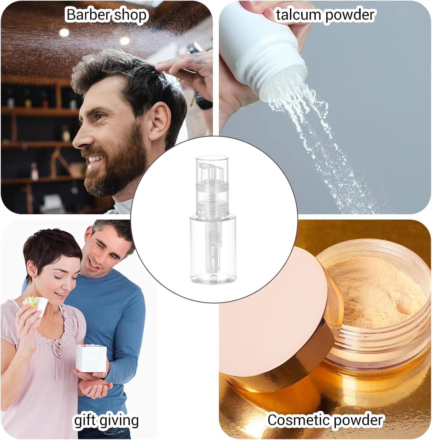 salbsever 2 Pack Powder Bottle, Empty Powder Spray Bottle Hair Fiber Applicator Applicator Bottles for Hair Salon, Cleaning, Plants, Misting & Face Skin Care (120ml)