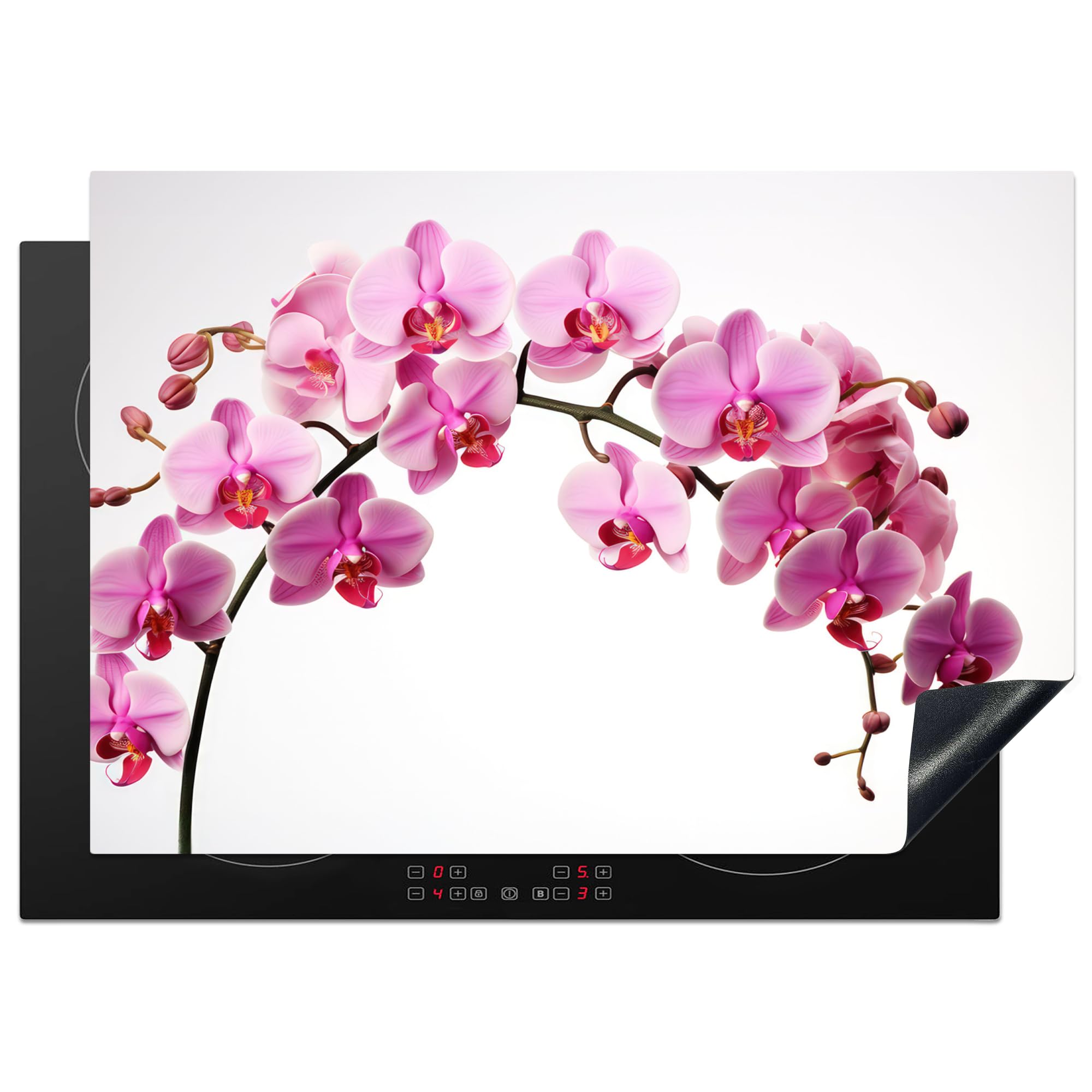 KitchenYeah© Induction Hob Cover Protector Mat 20.5"x29.5" / 75x52 cm Kitchen Universal Ceramic Covers for Electric Cookers Vinyl Flowers - Pink - Branch - White