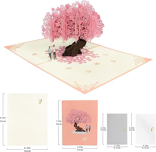 Miniatura 2 de GREETING ART Tarjeta de San Valentín lesbiana, tarjetas del día de San Valentín para esposa, tarjeta desplegable de flor de cerezo, tarjeta