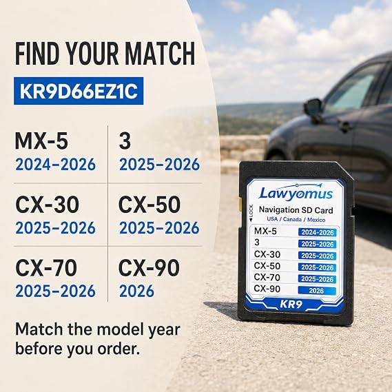 KR9D66EZ1 GPS Navigation SD Card for 2024+ Maz.da MX5 2025 Maz.da 3 / CX30 2025 Maz.da CX50/CX70 with North America Map