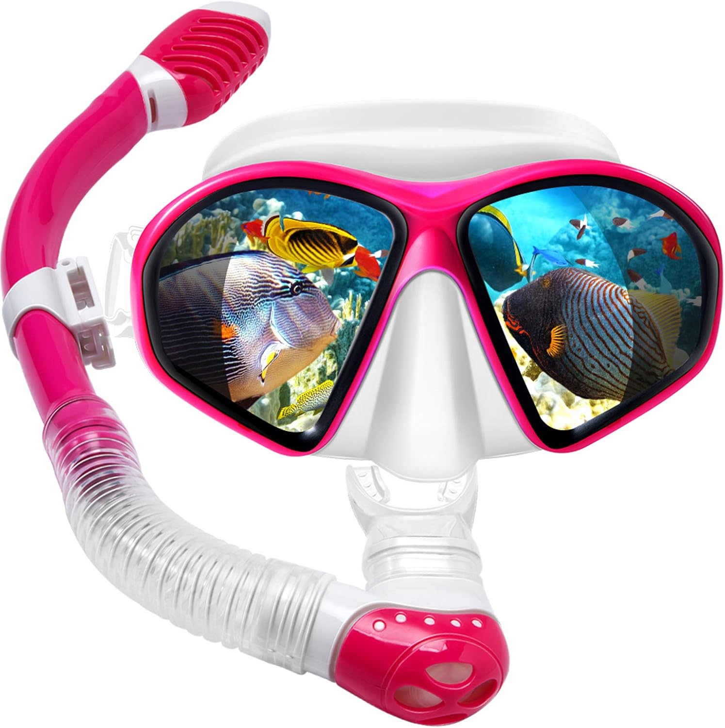 Powsure Kids Snorkel Set, Dry Top Snorkel with Swim Mask Anti-Leak Snorkeling Package of Anti-Fog Tempered Glass Diving Goggles for Children, Boys, Girls,Youth,Junior Child : Sports & Outdoors
