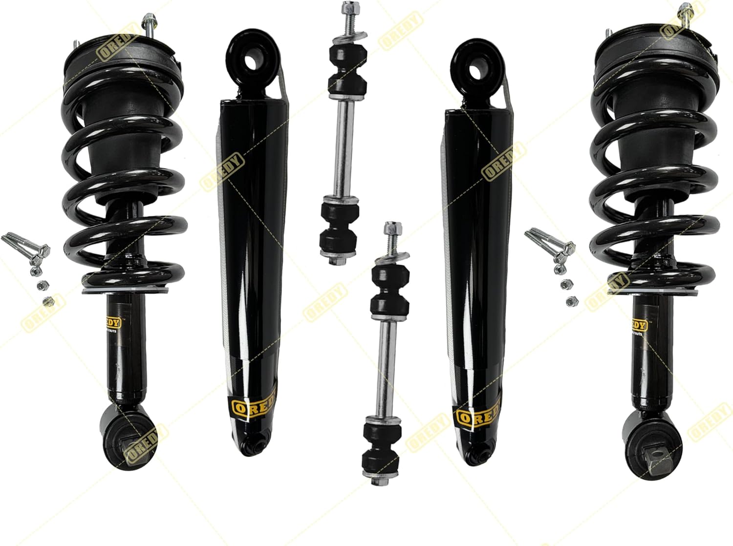 OREDY 6PCs Front Struts & Rear Shock Absorbers & Sway Bar Links for 2007 2008 2009 2010 2011 2012 2013 Chevy Silverado 1500 GMC Sierra 1500-139105 345074 K700432