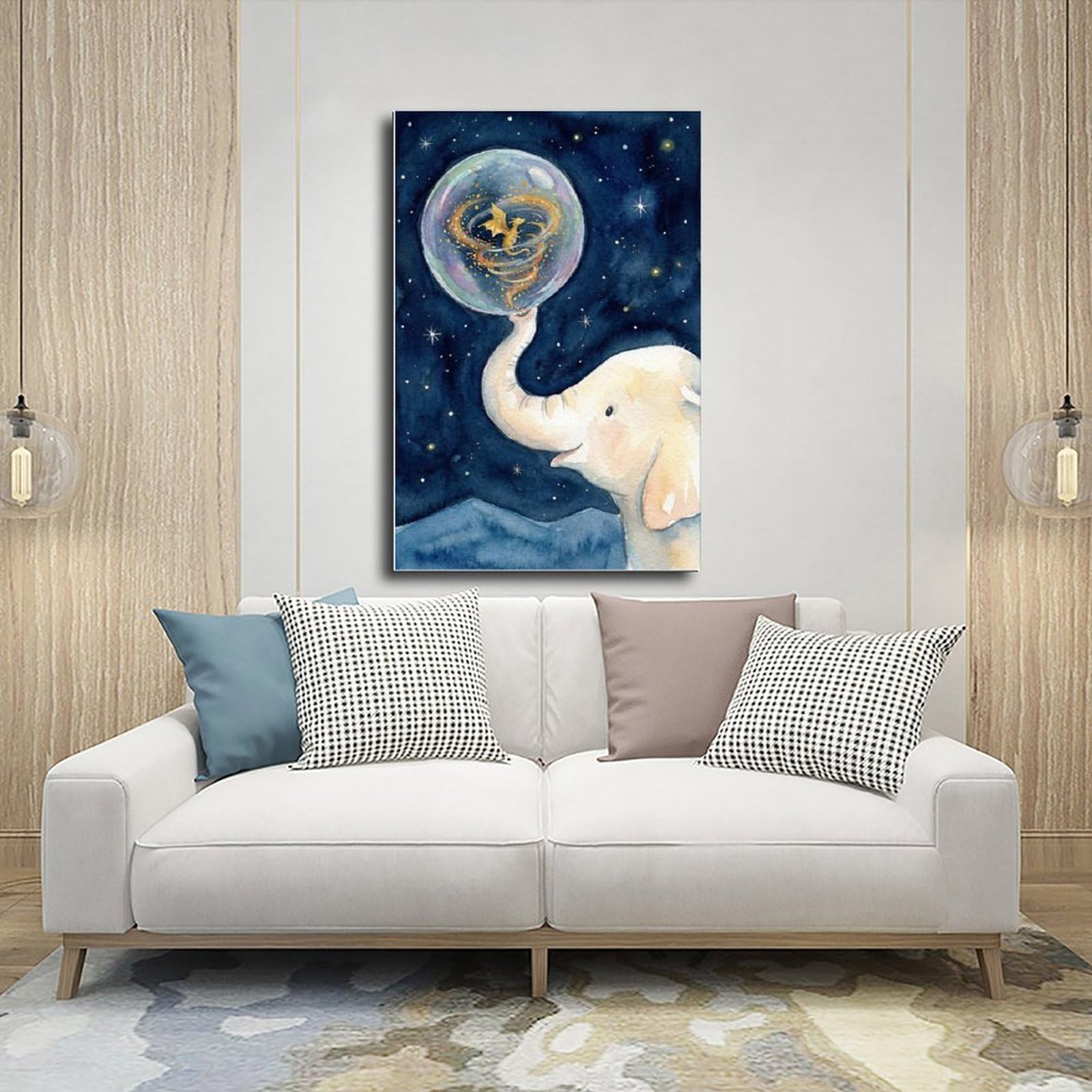Poster su tela con elefante e drago, decorazione per camera da letto, idea