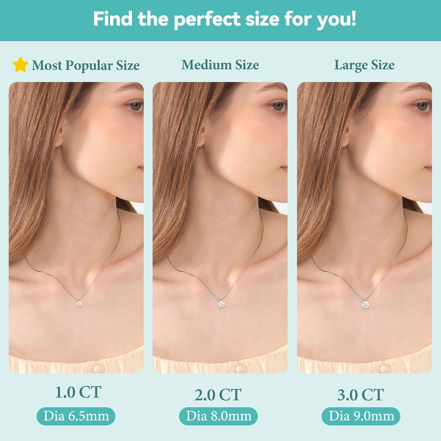 Moissanite Solitaire Necklace for Women, 1-3 Carat Lab Grown Diamond Pendant Jewelry D Color VVS1, S925 Sterling Silver with Gold Plating, 18+2” Silver Chain, Heart Engraving Gift for Wife Girlfriend Mom Yourself on Anniversary Birthday Wedding - Image 5