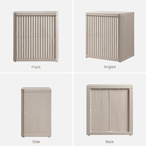 Miniatura 9 de SICOTAS Juego de 2 mesitas de noche con 2 cajones, mesita de noche grande acanalada, mesa auxiliar de cama moderna de 24.4 pulgadas de alto y ancho