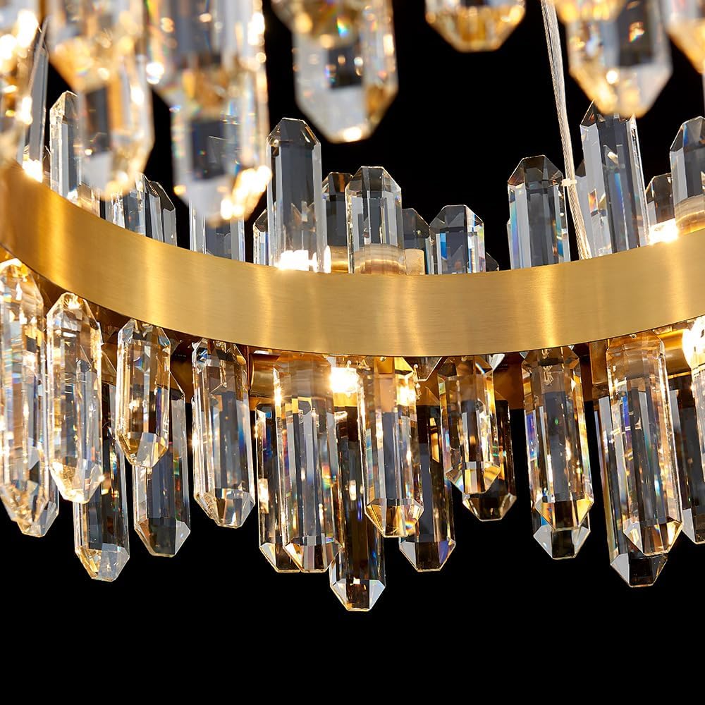Gold Modern Oval Crystal Chandelier, 16-Lights Luxury Chandeliers Modern 2-Tiers K9 Crystal Chandelier Pendant, Light Fixture G9 Lights for Dining Living Room Entryway Kitchen Dia 23 inch