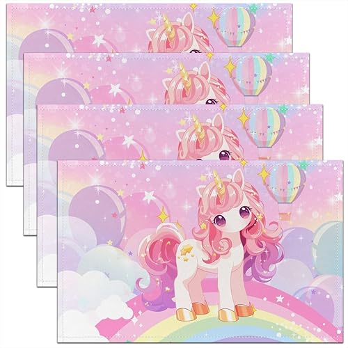 Manteles individuales de unicornio para mesa de comedor, manteles individuales para niños, mantel individual de caballo de ensueño para cocina, mesa